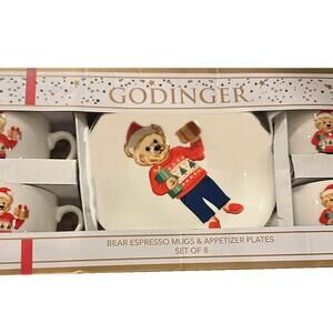 NEW Godinger Bear Espresso Mug & Plate Set 8 Ralph Lauren Style FREE SHIP